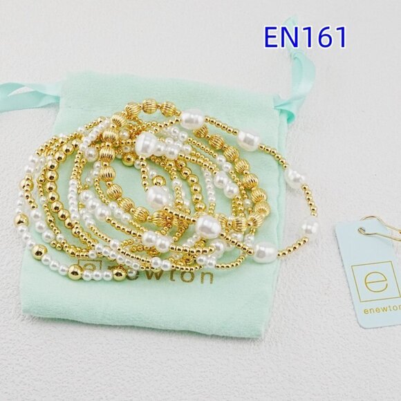 Enewton White Pearl Gold Beaded Bracelet Set - Picture 3 of 6